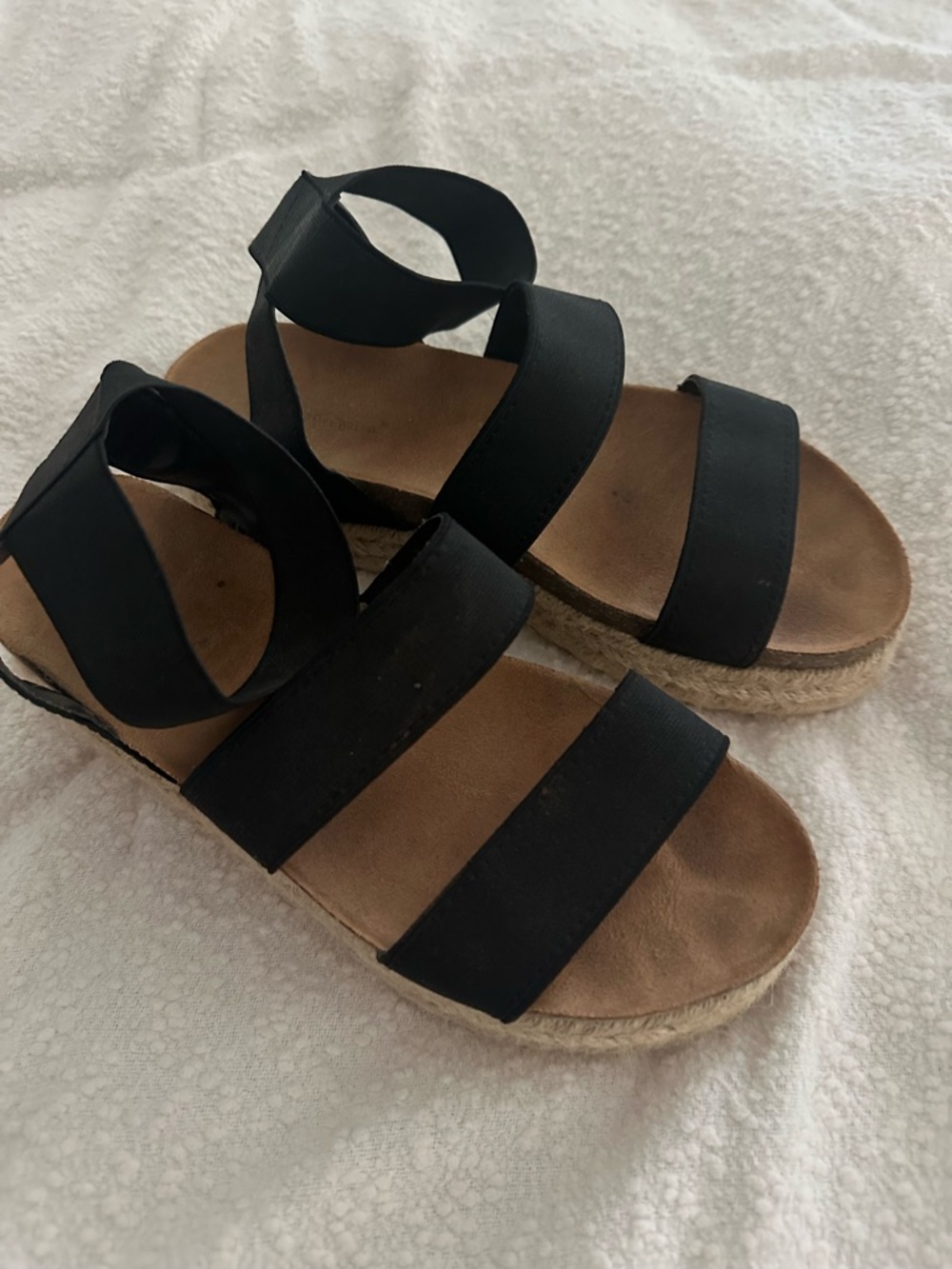 Black Elastic-Strap Espadrille Sandals for Women